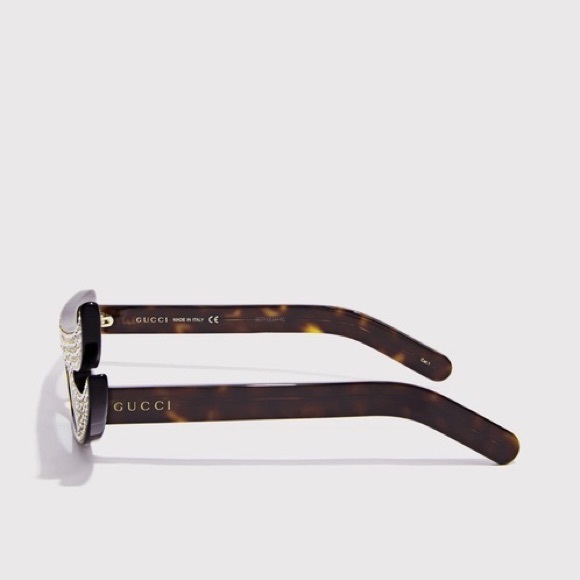 GUCCI 56MM Crystal Embellished Asymmetrical Cat Eye Havana Sunglasses - Picture 11 of 16